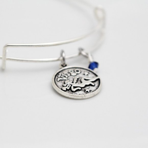 September Virgo Adjustable Charm Bangle - Handmade Zodiac Bracelet - Picture 8 of 13